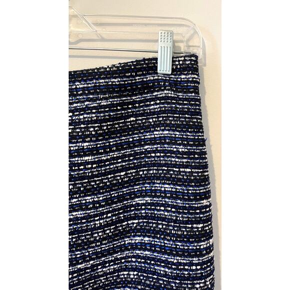 J. Crew Tweed Knee Length Pencil Skirt Blue Black Size 4 - Picture 6 of 7